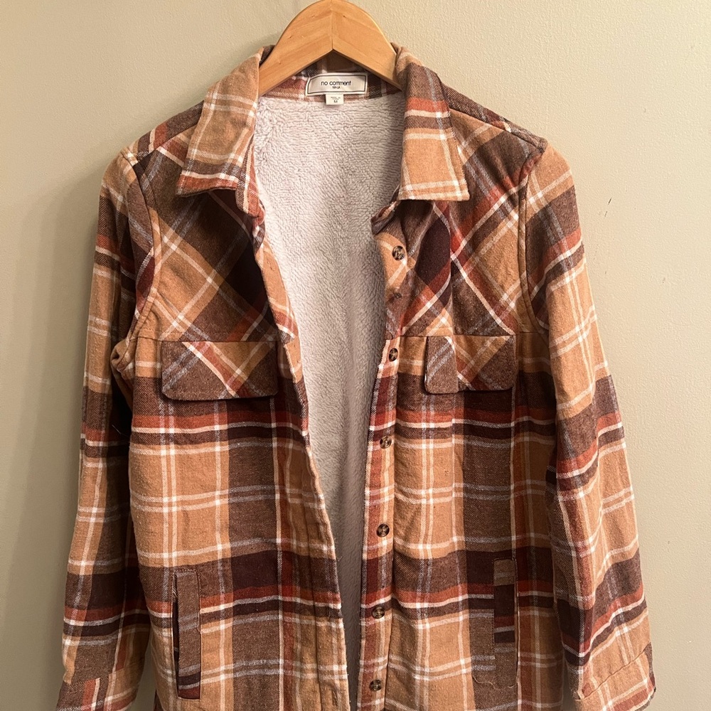 Brown and Tan Utility Jacket in Plaid Flannel